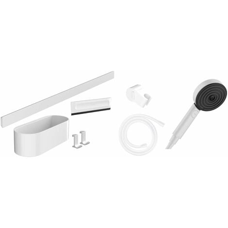 Hansgrohe WallStoris - Set doccetta 105, 3 getti e accessori per bagno, bianco opaco 24291700