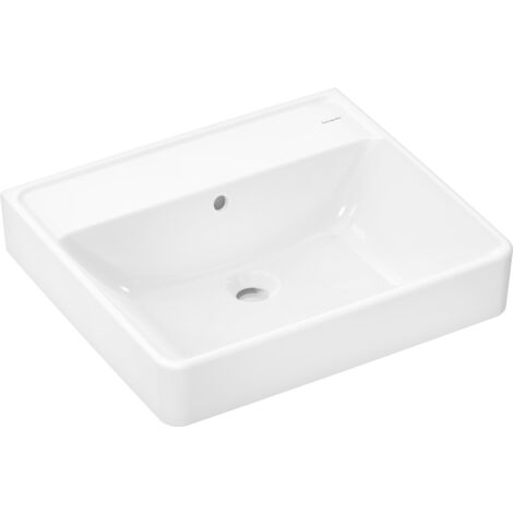 hansgrohe Xanuia Q Aufsatzwaschtisch geschliffen 550x480mm ohne Hahnloch mit Überlauf, Weiß