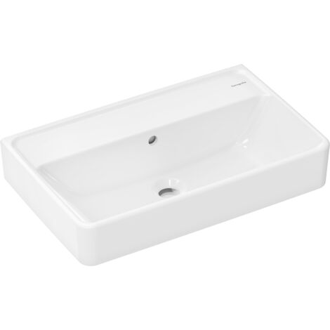hansgrohe Xanuia Q Waschtisch Compact 600x370mm ohne Hahnloch mit Überlauf, SmartClean, Weiß