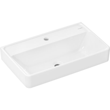 hansgrohe Xanuia Q Waschtisch Compact 650x390mm mit Hahnloch ohne Überlauf, SmartClean, Weiß