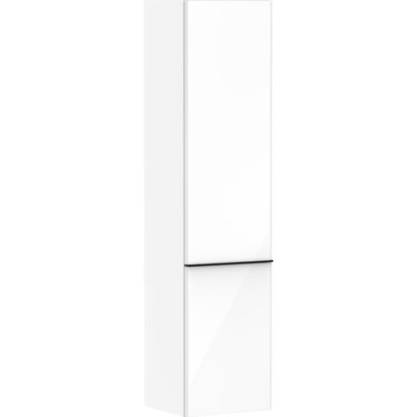 hansgrohe Xelu Q Hochschrank Weiß Hochglanz 400x350mm, Griff Mattschwarz, Türanschlag rechts