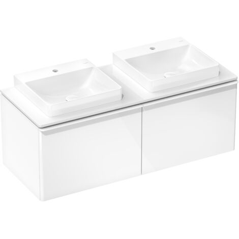 hansgrohe Xelu Q Konsole 1360x550mm Weiß Hochglanz, 2 Ausschnitten für Aufsatzwaschtisch geschliffen 500x480mm