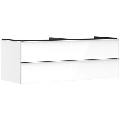 hansgrohe Xelu Q Waschtischunterschrank Weiß Hochglanz 1360x550mm, Griff Chrom mit 4 Schubkästen für Konsolen mit AWT