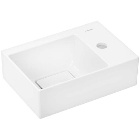 hansgrohe Xevolos E Handwaschbecken 360x250mm mit Hahnloch rechts ohne Überlauf, SmartClean, Weiß