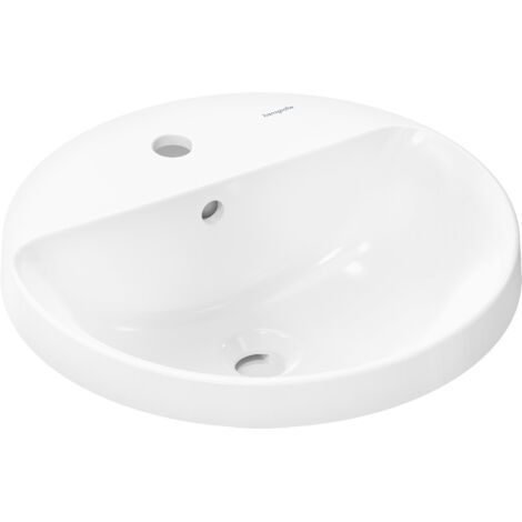hansgrohe Xuniva S Einbauwaschtisch 450x450mm mit Hahnloch und Überlauf, Weiß