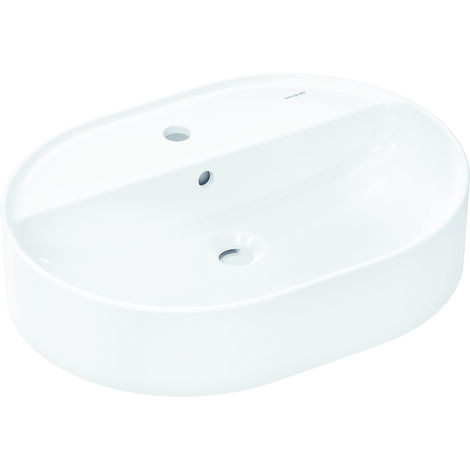 hansgrohe Xuniva U Aufsatzwaschtisch 600x450mm mit Hahnloch und Überlauf, Weiß