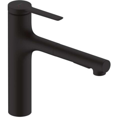 Hansgrohe Zesis M33 - Grifo de fregadero 160, con ducha extraíble, sBox lite, negro matee 74804670