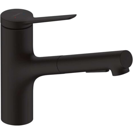 Hansgrohe Zesis M33 - Grifo de fregadero con ducha extraíble, negro mate 74820670
