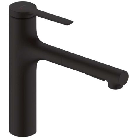 Hansgrohe Zesis M33 - Grifo de fregadero con ducha extraíble, negro mate 74822670