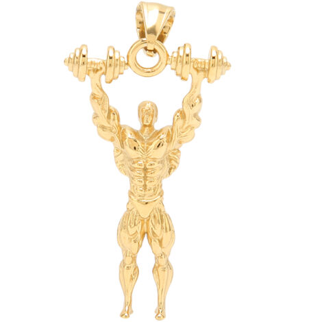 Hantelanhänger aus Titanstahl für Bekleidung, modische Accessoires für Senioren, Gold