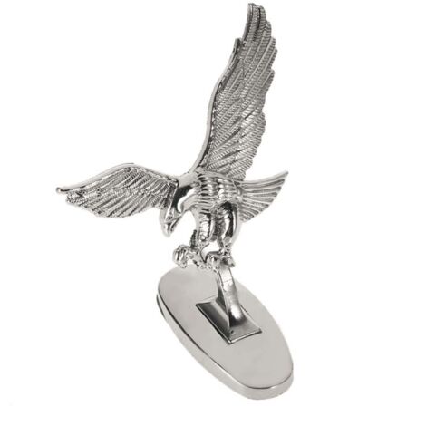 Haofy 3D Chrom-Emblem mit Adler-Logo für die Frontglocke von Autos, lange, verlängerte Zink-Dekoration für Enthusiasten, Silber, 8,5 x 8,5 cm (wie abgebildet)