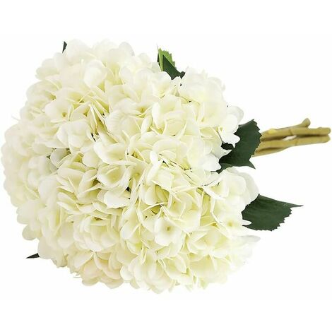 Haolai Fl d'hydrangea Artifici de, 5 PCS Simples Longues Soie Tige 6,3 Pouces tête Hortensia Bouquets pour Le Mariage, la Maison, hôtel, décoration de fête, Arrangement Floral(Blanc)