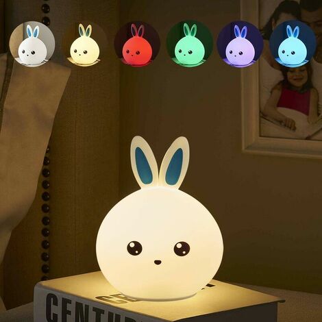 Haolai Veilleuse pour enfants - Lampe de chevet LED Bunny - Lanterne en silicone multicolore pour chambre de bébé, chambre d'enfant, chambre de fille, chambre de camping, tente bleu