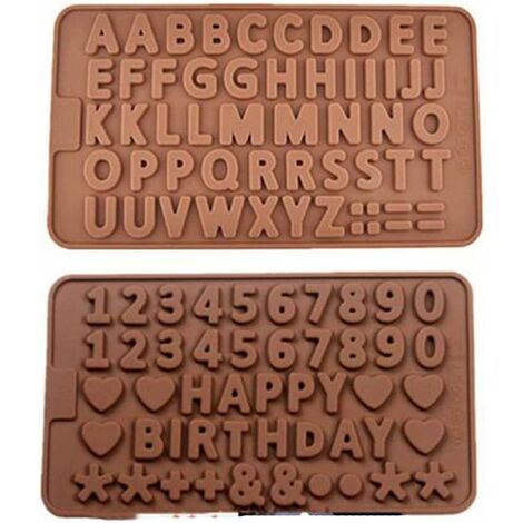 Happy Birthday Alphabet Schokolade Silikonform Braune Schokoladenform Buchstaben Zahlen Silikonform für Schokoladenriegel - 2St HIASDFLS