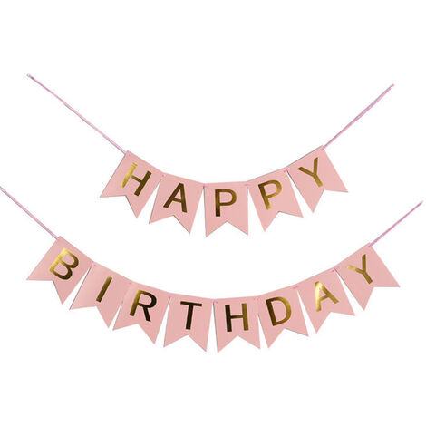 Happy Birthday Banner, Buchstaben Fischschwanz Wimpelkette Party Pull Flag Party Dekoration Zubehör Rosa