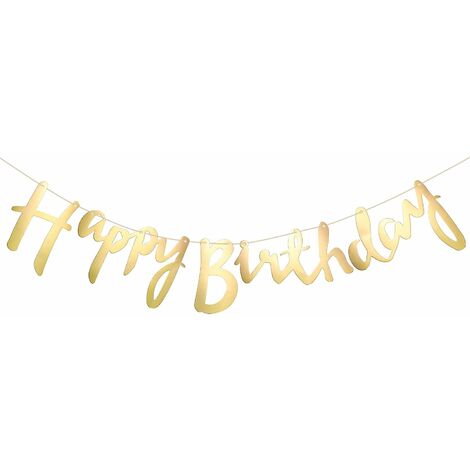 Happy Birthday Banner Gold, Glitter/Metallic Happy Birthday Girlande zum Aufhängen für Erwachsene und Kinder Geburtstag Party(Gold)