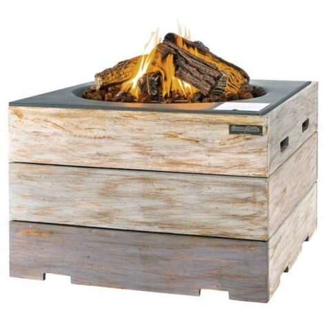Happy Cocooning Mania Nice&Nasty Feuertisch Quadratisch Teakholz Schwarz 19,5 kW