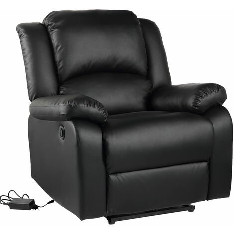 Happy Garden – Fauteuil inclinable électrique CLOUD noir – Rembourrage épais – Inclinaison motorisée jusqu'à 135° – Hauteur d'assise 48,5 cm
