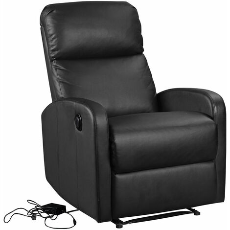 Happy Garden – Fauteuil électrique inclinable relax noir – Mécanisme d'inclinaison motorisé – Rembourrage épais – Dimensions L 92 à 159 × l 65 × H 80 à 101 cm