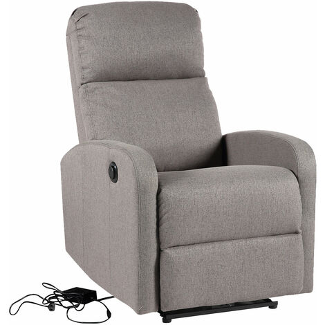 Happy Garden – Fauteuil inclinable électrique relax gris – Dossier et repose-pieds motorisés – Dimensions L 92 à 159 × l 65 × H 80 à 101 cm