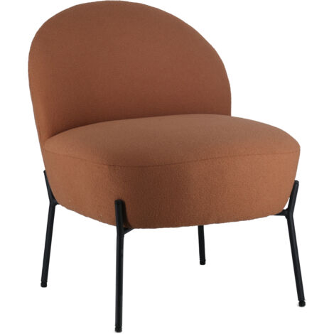 Happy Garden – Fauteuil relax en tissu boucle rouille – Structure en métal robuste – Confort ergonomique – Dimensions P 64 × l 55 × H 69,5 cm