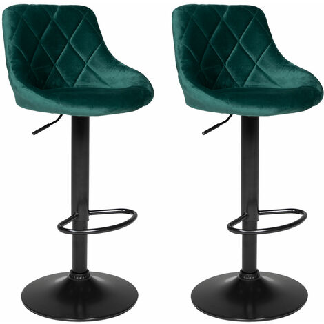 HAPPY GARDEN - Lot de 2 tabourets de bar en velours vert ROBIN