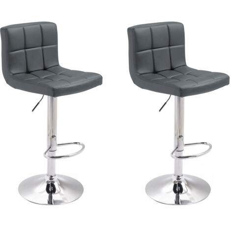 HAPPY GARDEN - Lot de 2 tabourets de bar gris MIKE