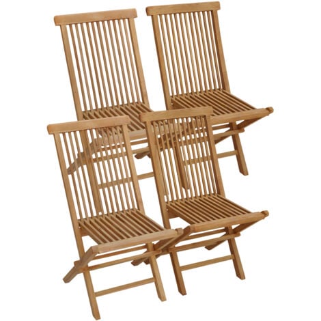 HAPPY GARDEN Lot de 4 chaises de jardin en teck LOMBOK