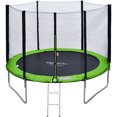 HAPPY GARDEN - Pack Premium Trampoline 305cm réversible vert / bleu ADELAÏDE + filet, échelle, bâche et kit d'ancrage