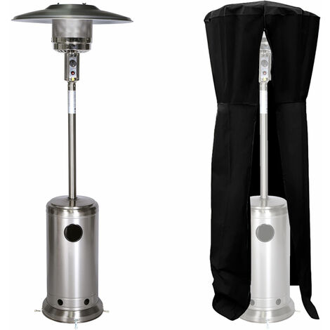 Happy Garden – Parasol chauffant OSLO – Gaz 12kW – Acier inox – Surface de chauffe 30m² – Housse de protection incluse