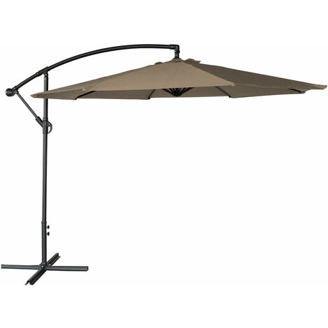 Happy Garden – Parasol déporté rond 3,5m – Structure en acier époxy – Ouverture manivelle – Protection UV20+ – Toile déperlante