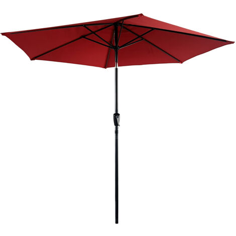Happy Garden – Parasol droit rond 2,70m – Toile en polyester 160g/m² – Mât en aluminium – Traitement UV20+ – Manivelle d'ouverture/fermeture