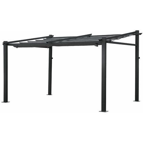 HAPPY GARDEN - Pergola murale 3 × 4m FRÉJUS grise - structure aluminium