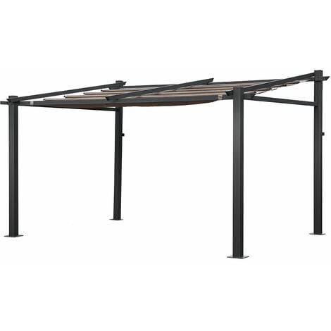 HAPPY GARDEN - Pergola murale 3 × 4m FRÉJUS taupe - structure aluminium