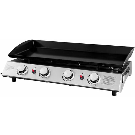 Happy Garden – Plancha à gaz 4 brûleurs 10kW – Plaque en acier émaillé – Cuisson homogène – Dimensions L 80,8 × P 47 × H 24cm