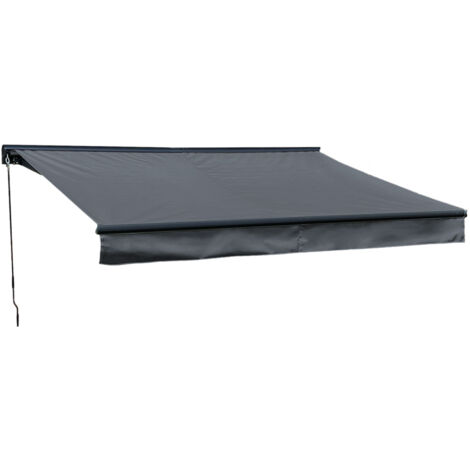 HAPPY GARDEN - Store banne SAULE 2,95 × 2,5m avec semi-coffre - Toile anthracite et structure grise