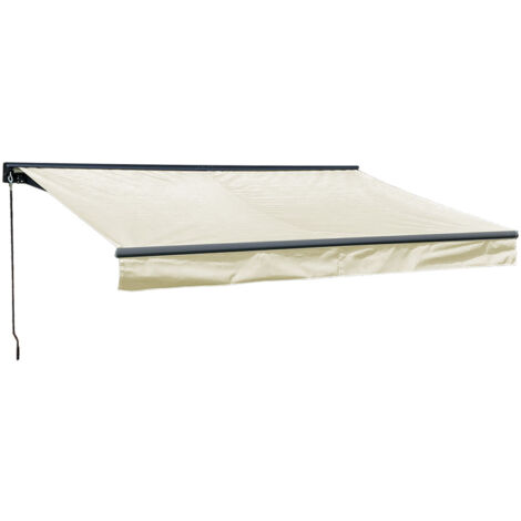 HAPPY GARDEN - Store banne SAULE 2,95 × 2,5m avec semi-coffre - Toile beige et structure grise