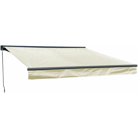 HAPPY GARDEN - Store banne SAULE 3,5 × 3m avec semi-coffre - Toile beige et structure grise