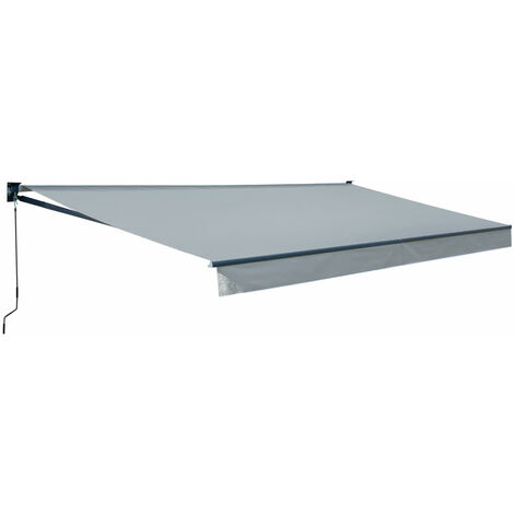 HAPPY GARDEN - Store banne SAULE 3,95 × 3m - Toile grise et structure grise