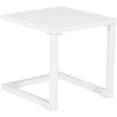Happy Garden – Table d'appoint en aluminium blanc 40x40x40 cm – Structure résistante aux U.V. – Poids maximum 30 kg – Montage facile avec notice