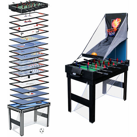 Happy Garden – Table multi-jeux 20 en 1 – Dimensions L 106,6 x l 61 x H 80,5 cm – Structure en MDF et acier – Pour baby-foot, billard, ping-pong
