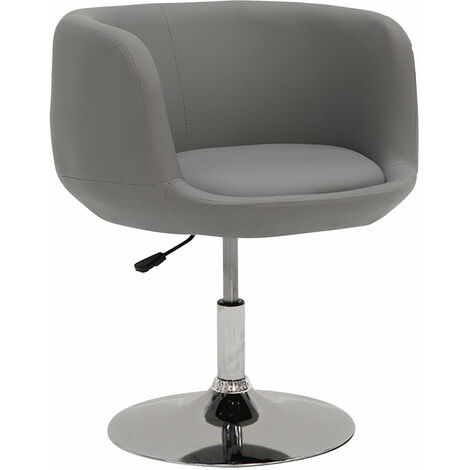 Happy Garden – Tabouret de bar gris NOLAN – Réglable en hauteur 43-55 cm – Revêtement simili cuir – Base chromée résistante – Pivote à 360°