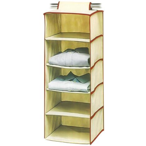 HAPPY organizador ropa 5 estantes 30x30x100 , Organizador de ropa de 5 estantes Ecológico, antimoho y resistente a la humedad Ideal para guardar camisas u otras prendas