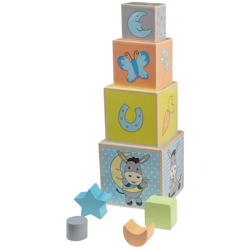 

Cubos apilables de madera Donkey naranja/amarillo/azul - Multicolor - Happy People