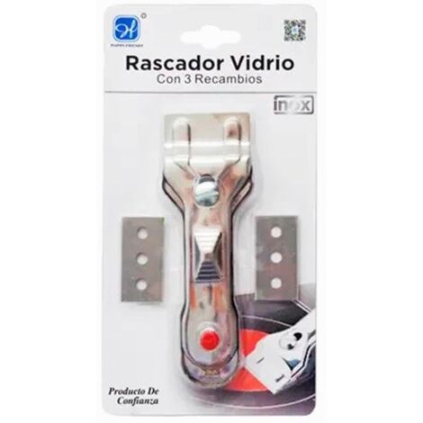 HAPPY rasca vitroceramica &433 recambios blister 1 , Rascavidrios vitrocerámica metálicoCon 3 cuchillasBlister