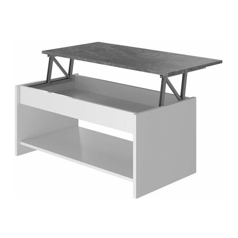 Happy Table Basse relevable - Blanc et gris - l 50 cm - Multicolore