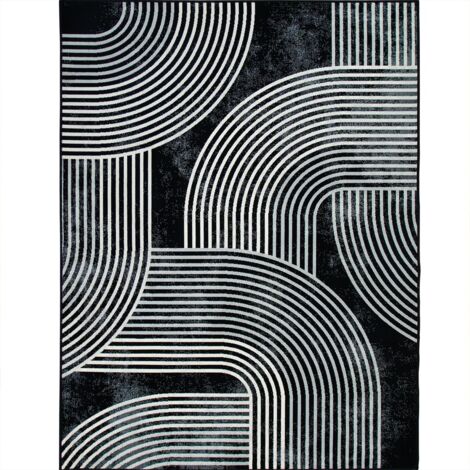 HAPPY - Tapis moderne scandinave noir 160x230