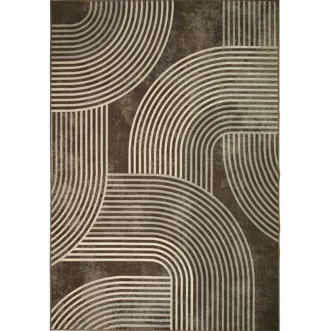 HAPPY - Tapis scandinave moderne motif géométrique 190x240 taupe