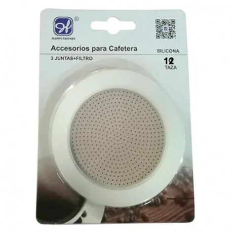 HAPPYFRIENDS filtro cafetera 12 tazas , Filtro cafetera 12 tazas Junta de aluminio con junta de silicona para cafetera de 12 tazas Recambio de filtro más junta para cafeter
