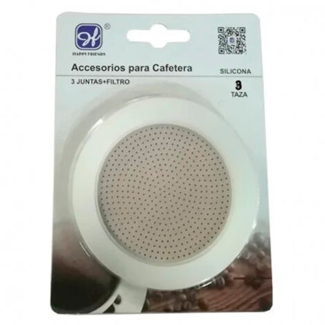 HAPPYFRIENDS filtro cafetera 3 tazas , Filtro cafetera 3 tazas Junta de aluminio con junta de silicona para cafetera de 3 tazas Recambio de filtro más junta para cafetera p